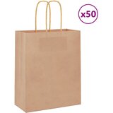 vidaXL Papirnate vrečke 50 kosov z ročaji rjave barve 18x8x22 cm | Shoptok.si