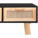  Konzolni stol crni 105x30x75 cm od borovine i prirodnog ratana | shoptok.hr