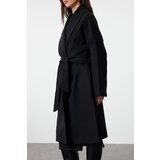 Trendyol Black Button Detailed Soft Textured Slit Oversize Coat | Eponuda.ba