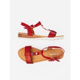 Shelvt Red sandals on a low wedge with glitter | shoptok.hr