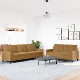  2-dijelni set sofa s jastucima smeđi baršunasti | shoptok.hr