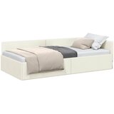  Kutni okvir kreveta s uzglavljem Krema 100 cm x 200 cm Baršun | Eponuda.com