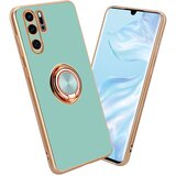 Cadorabo Huawei v sijajni turkizni - Zlato z obročem silikonski/TPU ovitek z zaščito pred kamero in držalo magnetnega avtomobila, (20595188) | Shoptok.si