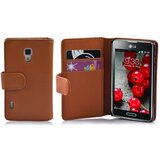 Cadorabo Ohišje, združljivo z LG OPTIMUS L7 II v sedlo rjave barve - Zaščitni ovitek iz teksturiranega umetnega usnja in žep za kartice, (20562358) | Shoptok.si