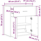 vidaXL Ormarić / Komoda Crni hrast 60 x 31 x 70 cm Konstruirano drvo | shoptok.hr