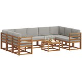  Set vanjskih sofa s jastukom 10 pcs Prirodna i svijetlo siva | shoptok.hr