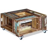  Stolić za kavu od masivnog obnovljenog drva 70 x 70 x 35 cm | shoptok.hr