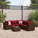 Maison Chic Seti vrtnega pohištva - Vrtna garnitura - Vrtni pohištvo set 6-delna z blazinami rjav poli ratan, (21804718) | Shoptok.si