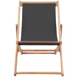  Sklopiva ležaljka za plažu od tkanine s drvenim okvirom siva | shoptok.hr