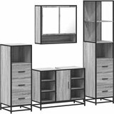 vidaXL 4-dijelni set kupaonskog namještaja siva boja hrasta drveni | shoptok.hr