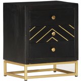 Furnova Nočna omarica črna in zlata 40x30x50 cm trden mangov les, (21926960) | Shoptok.si