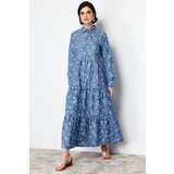 Trendyol Indigo Cotton Woven Shirt Dress Cene