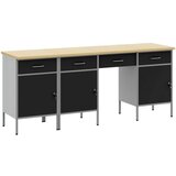  Set radnog ormarića i stola u 4 dijela Crno konstruirano drvo i čelik | shoptok.hr