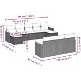  10-dijelni set vrtnih sofa s jastucima crni od poliratana | shoptok.hr