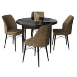 Hanah home set trpezarijski sto i 4 stolice rox black marble brown | ePonuda.com