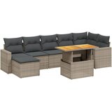 Maison Chic Seti vrtnega pohištva - Vrtna garnitura - Vrtni pohištvo set 8-delna z blazinami siv poli ratan, (21799137) | Shoptok.si
