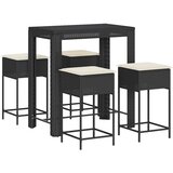  5-dijelni vrtni barski set od poliratana s jastucima crni Crna 100 x 60.5 x 110.5 cm | shoptok.hr