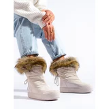 SHELOVET Women's cream snow boots with fur