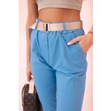 Kesi Włoski Women's viscose trousers with belt and rolled up leg denim | Shoptok.si