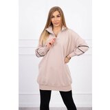 Kesi marka niezdefiniowana Sweatshirt with zipper and pockets beige | Shoptok.si