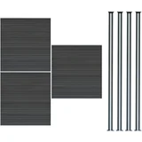 Kompozitne ograjne plošče in LED stebrički 1,8 m x 4,7 m - sivi, (5000159845)