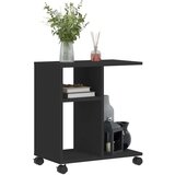 vidaXL Stranska mizica s kolesi črna 50x30x55 cm inženirski les | Shoptok.si