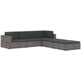 Sekcijski stolček za noge 1 kos z blazino poli ratan siv, (20660194) | Shoptok.si