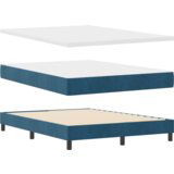 Box Spring Krevet s Madracem Tamnoplavi 140x200 cm Baršun | shoptok.hr