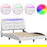  The Living Store Posteljni okvir z LED lučkami bel 140x200 cm umetno usnje - Posteljni Okvir, (21442631) | Shoptok.si