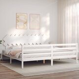  Okvir za krevet s uzglavljem bijeli 200x200 cm od masivnog drva | shoptok.hr