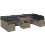 vidaXL set vrtnih sofa s jastucima od 11 dijelova siva poli ratan | shoptok.hr