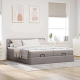  Otomanski okvir kreveta s madracima smeđesivi 200x200cm tkanine | shoptok.hr