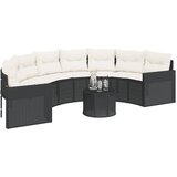  Vrtna sofa sa stolom i jastucima polukružna crna od poliratana | shoptok.hr