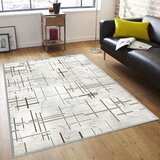 Tepih sa gumenom podlogom 140x220cm - Ukrštene linije bež, TG-3133