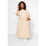 Trendyol Curve Stone Belted Woven Waffle Dressing Gown Cene'.'