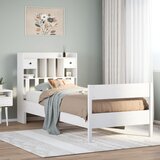 vidaXL Krevet s regalom za knjige bez madraca bijeli 75x190cm borovina | shoptok.hr
