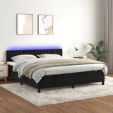 vidaXL Box spring postelja z vzmetnico LED črna 180x200 cm žamet Cene