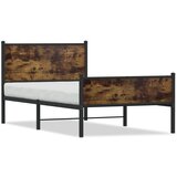 Maison Chic Kovinski Posteljni okvir - Enojna postelja - Postelja za odrasle brez vzmetnice dimljen hrast 100x200cm, (21694532) Cene