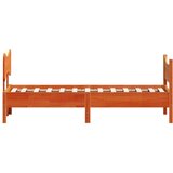  Posteljni okvir z vzglavjem voščeno rjava 100x200 cm borovina | Shoptok.si