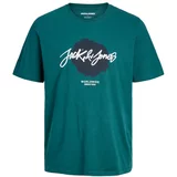 Jack & Jones Majica 'JJTILEY' kraljevski zelena / crna / bijela