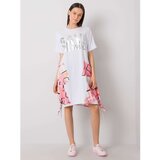 Fashion Hunters White and pink dress with pockets | shoptok.hr