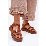 Boto Ladies Eco Leather Sandals With Buckles Camel Jeneliena | shoptok.hr