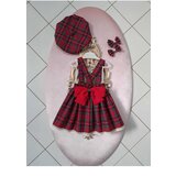 Dewberry N7995 Baby Plaid Salopette Dress & Hat & Buckle Set-RED | shoptok.hr