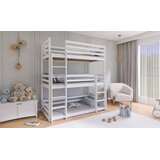 Molarem Home Drveni dječji krevet na kat Ted s tri kreveta - bijeli - 190x90 cm - Madrac PE pjena 8 cm-spužvasti madrac | shoptok.hr