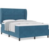 Box Spring Krevet s Madracem Tamnoplavi 140x200 cm Baršun | shoptok.hr
