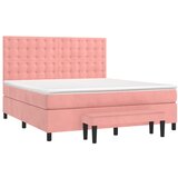 The Living Store Box spring postelja z vzmetnico roza 160x200 cm žamet - Box Spring Postelja, (21455849) | Shoptok.si