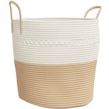  The Living Store Košara za shranjevanje bež in bela Ø43x38 cm bombaž - Košara Za Shranjevanje, (21448156) | Shoptok.si