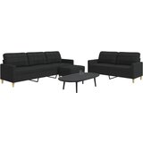 vidaXL 3-dijelni set sofa s tabureom crni od tkanine | shoptok.hr