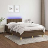  Box spring postelja z vzmetnico LED tem. rjava 120x200 cm blago, (20725724) Cene