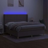  Krevet box spring s madracem LED smeđesivi 180x200 cm tkanina | shoptok.hr